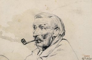 Leder af en mand der ryger et rør af Santiago Rusiñol